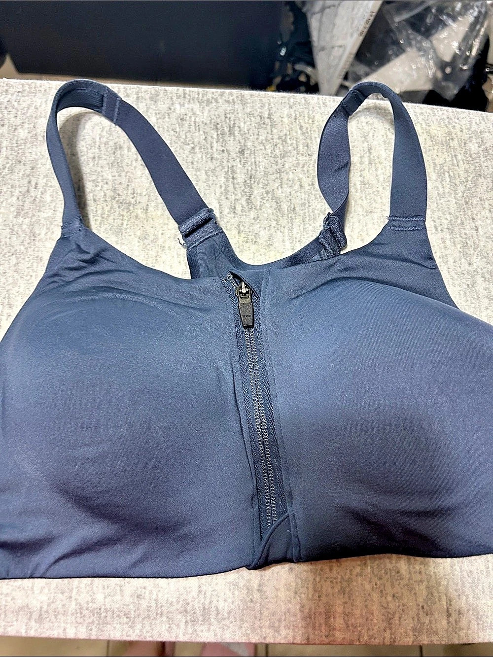 CALIA Go All Out Zip Front Bra Blue Sports Bra 36C